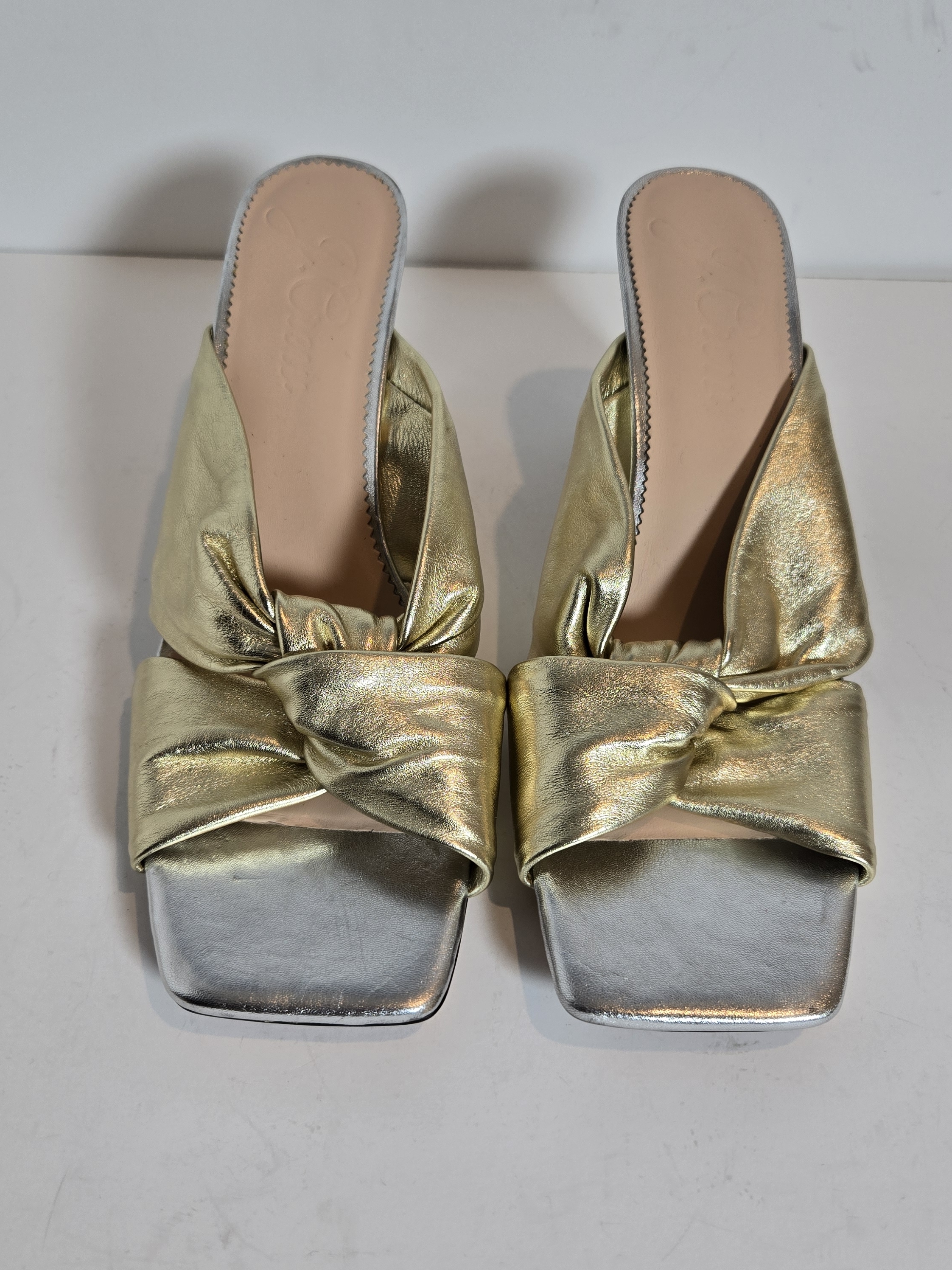 J. Crew Metallic Knot Slide Mules